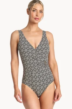 Women Jantzen Geneva Bar Surplice One Piece