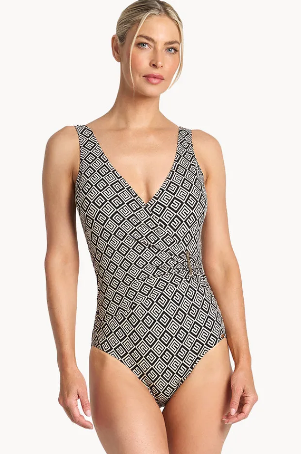 Women Jantzen Geneva Bar Surplice One Piece
