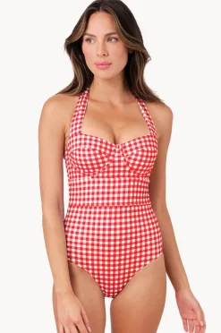 Women Une Piece Gingham Bustier Balconette One Piece