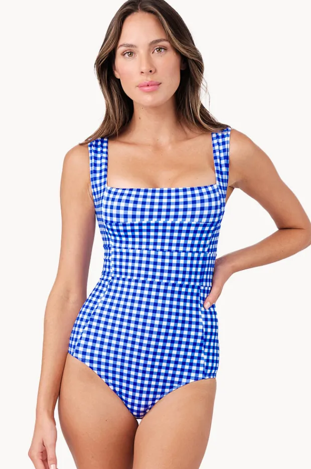 Women Une Piece Gingham Classic Square Neck One Piece