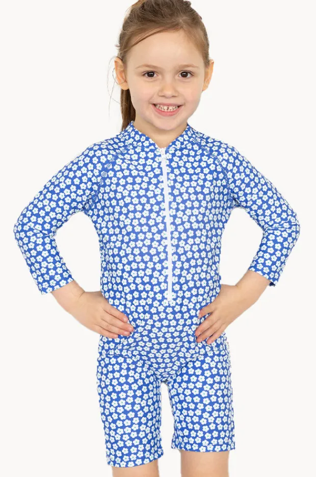 Babes In The Shade Girls Blue Daisy Sunsuit