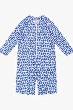 Babes In The Shade Girls Blue Daisy Sunsuit