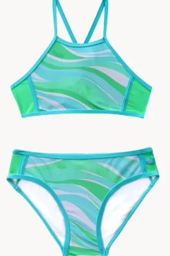 Salty Ink Girls Coastal Wave Crop Set