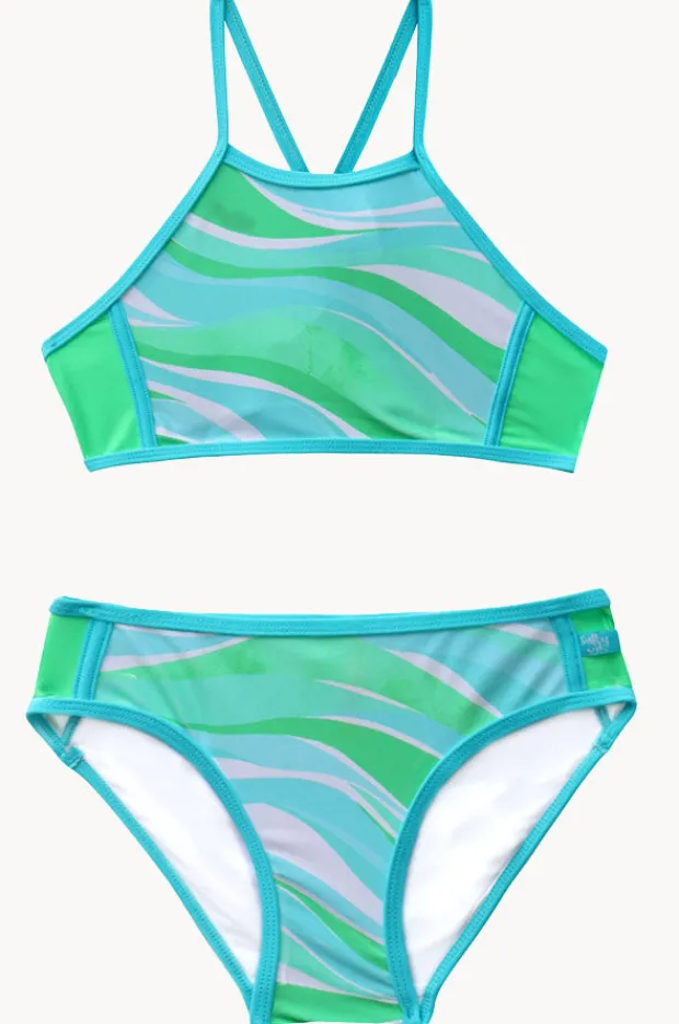 Salty Ink Girls Coastal Wave Crop Set