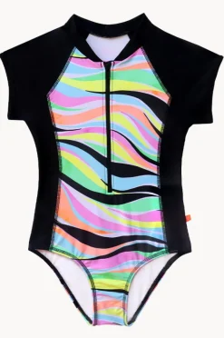 Salty Ink Girls Coastal Wave Short Sleeve Sunsuit