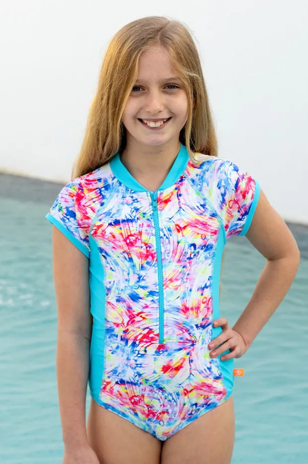 Salty Ink Girls Cosmik Crush Short Sleeve Sunsuit