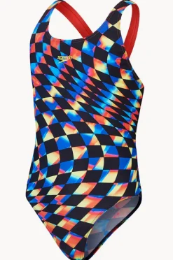 Speedo Girls Digital Allover Leaderback One Piece