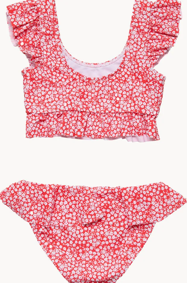 Snapper Rock Girls Ditsy Bloom Frilled Crop Set