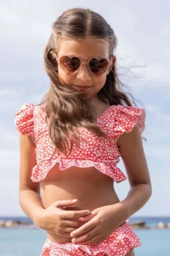 Snapper Rock Girls Ditsy Bloom Frilled Crop Set