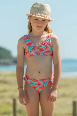 Snapper Rock Girls Geo Melon Tie Crop Set