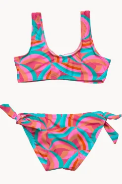 Snapper Rock Girls Geo Melon Tie Crop Set