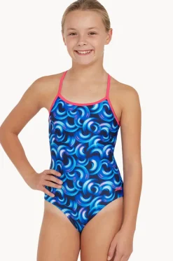 Zoggs Girls Geo Spiral Sprint Back One Piece
