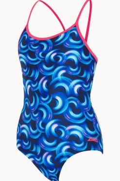 Zoggs Girls Geo Spiral Sprint Back One Piece