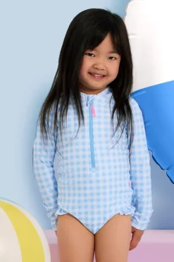 Seafolly Girls Girls Gingham Long Sleeve Sunsuit
