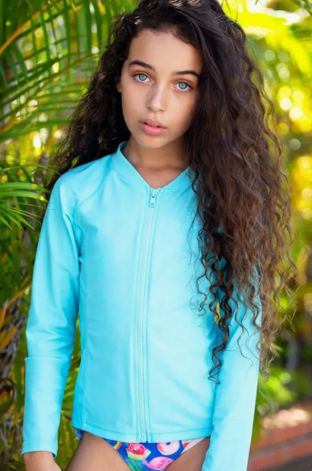 Salty Ink Girls Long Sleeve Zip Suntop