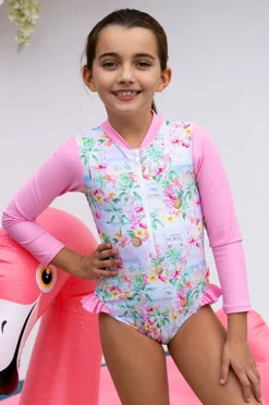 Salty Ink Girls Miss Vacay Long Sleeve Sunsuit