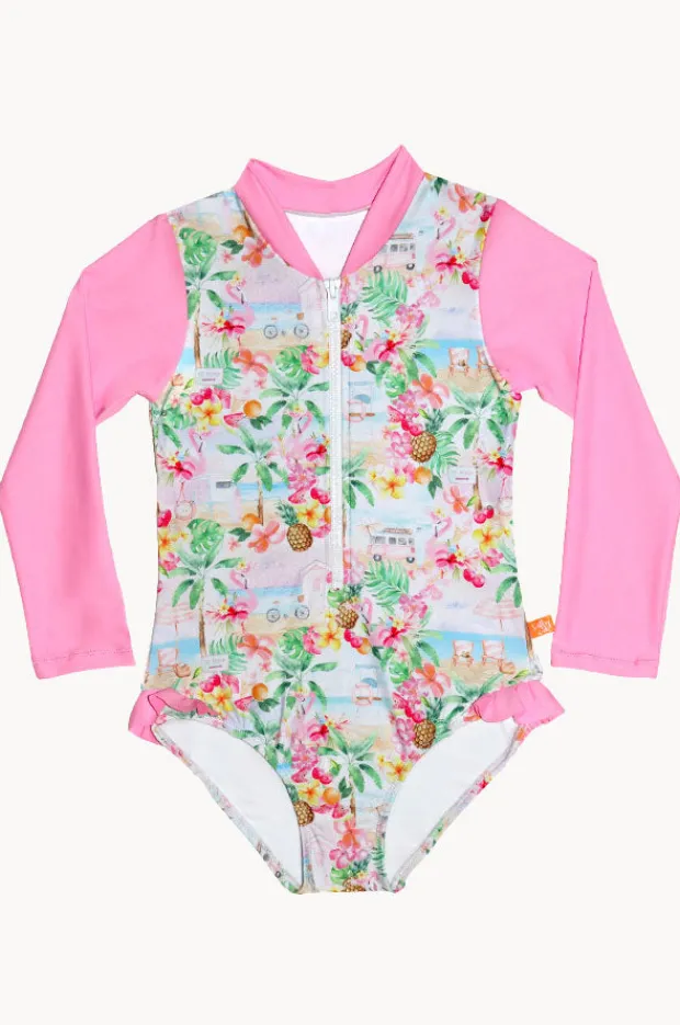 Salty Ink Girls Miss Vacay Long Sleeve Sunsuit