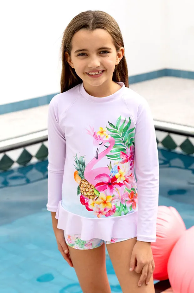 Salty Ink Girls Miss Vacay Long Sleeve Suntop Set