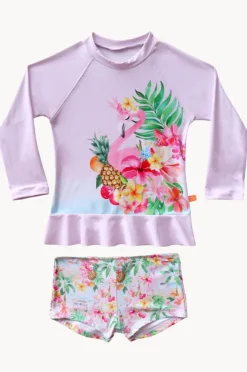 Salty Ink Girls Miss Vacay Long Sleeve Suntop Set