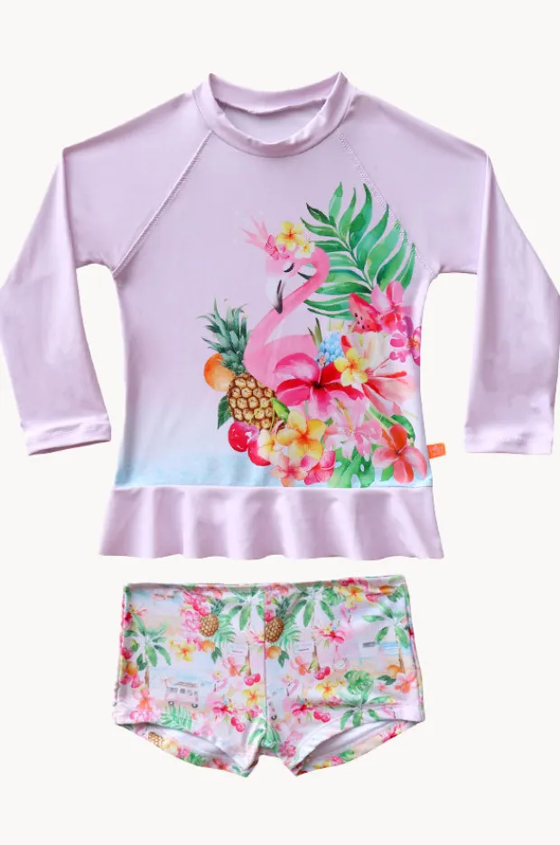 Salty Ink Girls Miss Vacay Long Sleeve Suntop Set