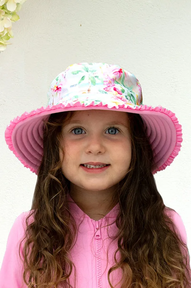 Salty Ink Girls Miss Vacay Reversible Sunhat