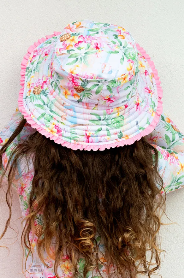 Salty Ink Girls Miss Vacay Reversible Sunhat