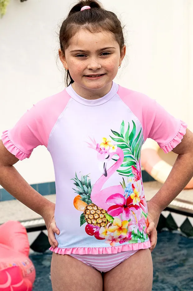 Salty Ink Girls Miss Vacay Short Sleeve Suntop Set