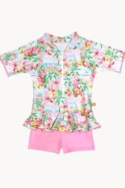 Salty Ink Girls Miss Vacay Short Sleeve Sunsuit