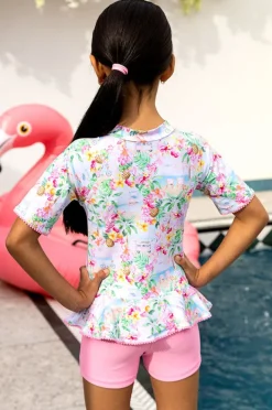 Salty Ink Girls Miss Vacay Short Sleeve Sunsuit