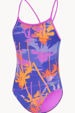 Speedo Girls Palms Allover Digital V Back One Piece