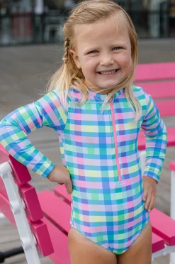 Milky Girls Picnic Check Sunsuit