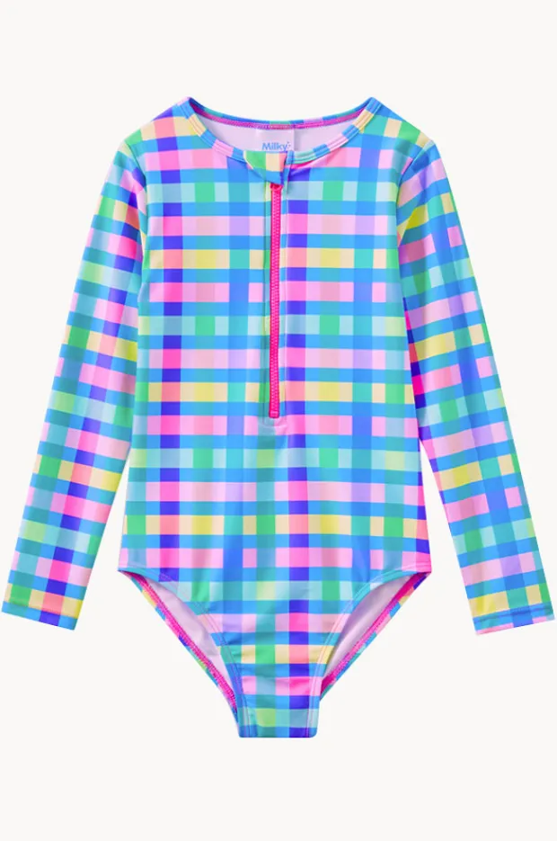 Milky Girls Picnic Check Sunsuit