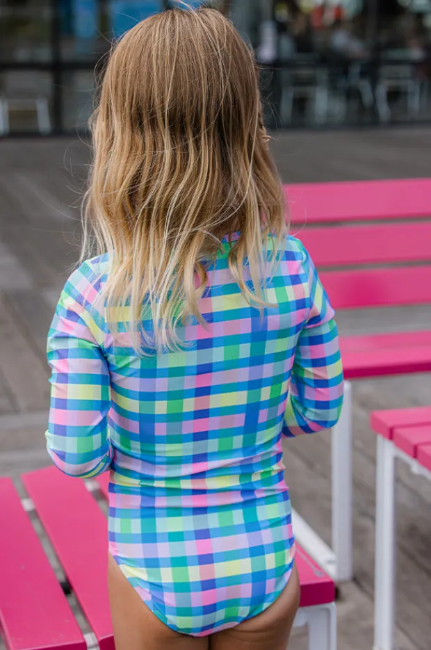 Milky Girls Picnic Check Sunsuit
