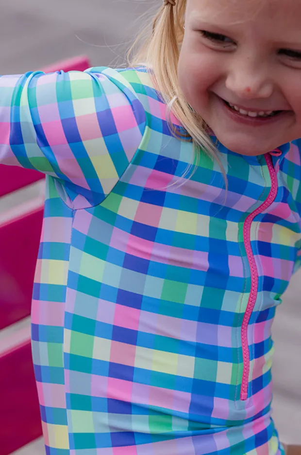 Milky Girls Picnic Check Sunsuit