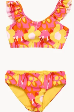 Snapper Rock Girls Pop Of Sunshine Frill Crop Set