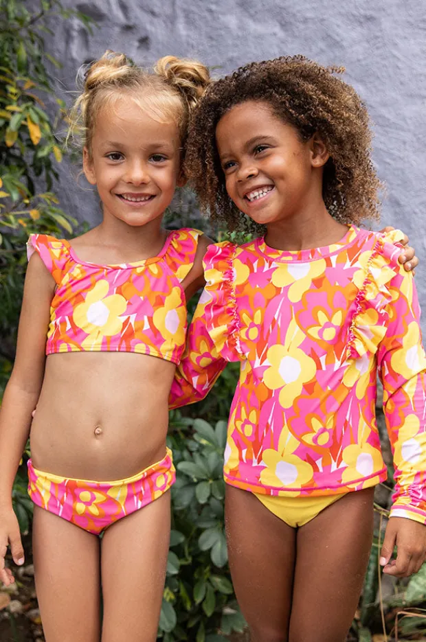 Snapper Rock Girls Pop Of Sunshine Frill Crop Set