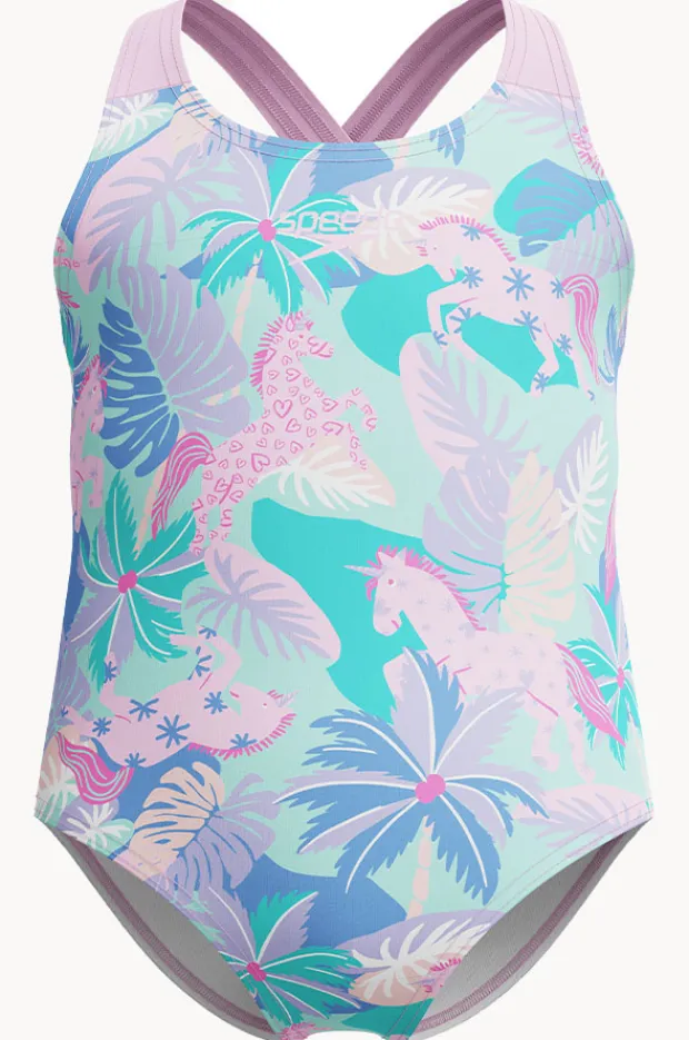 Speedo Girls Print Cross Back One Piece