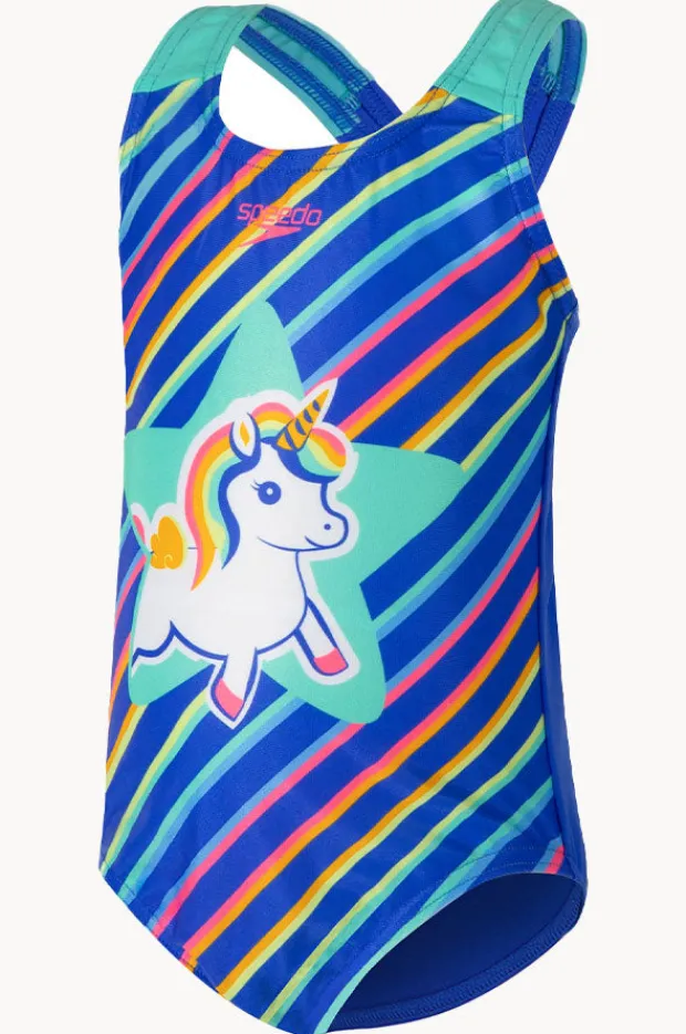 Speedo Girls Rainbow Unicorn One Piece