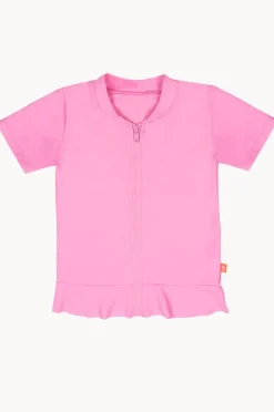 Salty Ink Girls Short Sleeve Zip Suntop