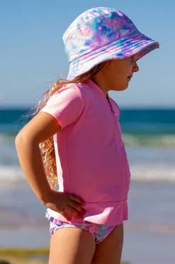 Salty Ink Girls Short Sleeve Zip Suntop