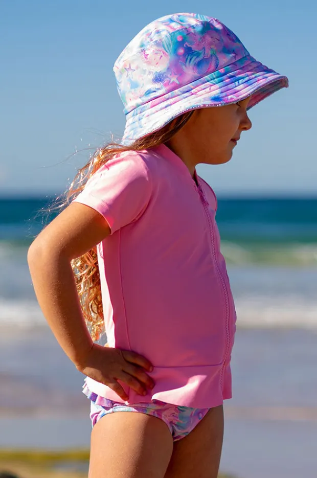 Salty Ink Girls Short Sleeve Zip Suntop