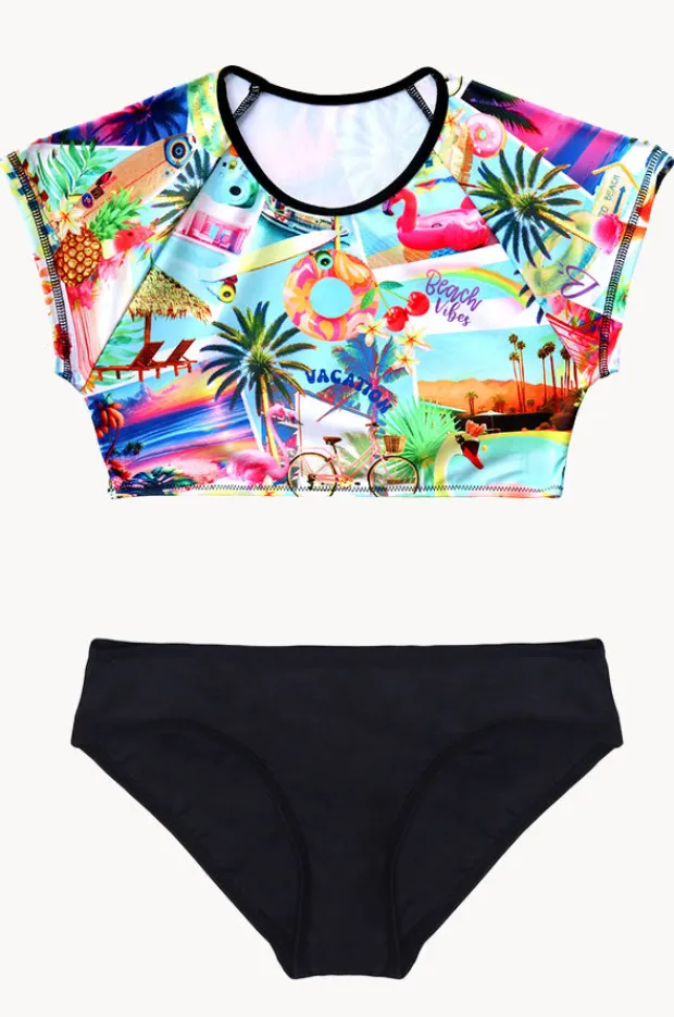 Salty Ink Girls Summer Vacay Crop Suntop Set