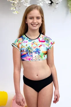 Salty Ink Girls Summer Vacay Crop Suntop Set