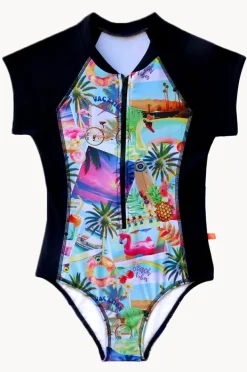 Salty Ink Girls Summer Vacay Short Sleeve Sunsuit