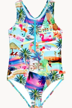 Salty Ink Girls Summer Vacay Zip One Piece