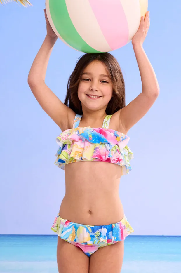 Seafolly Girls Girls Surrealism Frill Crop Set