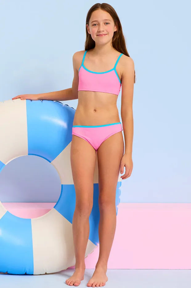 Seafolly Girls Girls Textured Contrast Crop Set