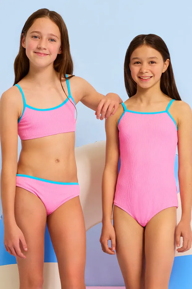 Seafolly Girls Girls Textured Contrast Crop Set