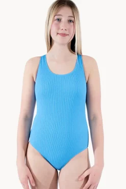 Base Swim Girls Textured Cross Back One Piece