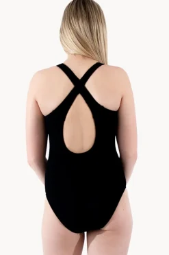Base Swim Girls Textured Cross Back One Piece
